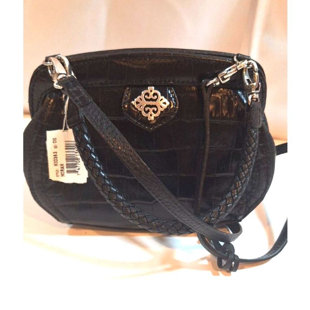 BRIGHTON Norah Black Croco Crossbody Bag (Style H10363) W/Tags